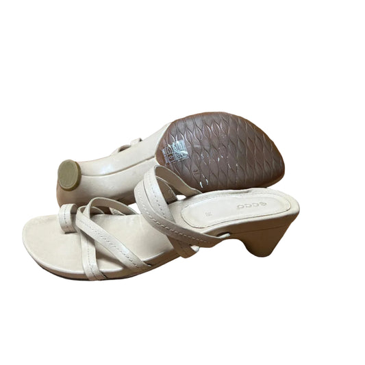 Women's Ecco low heeled toe-ring Stappy Slide 37  Beige Leather