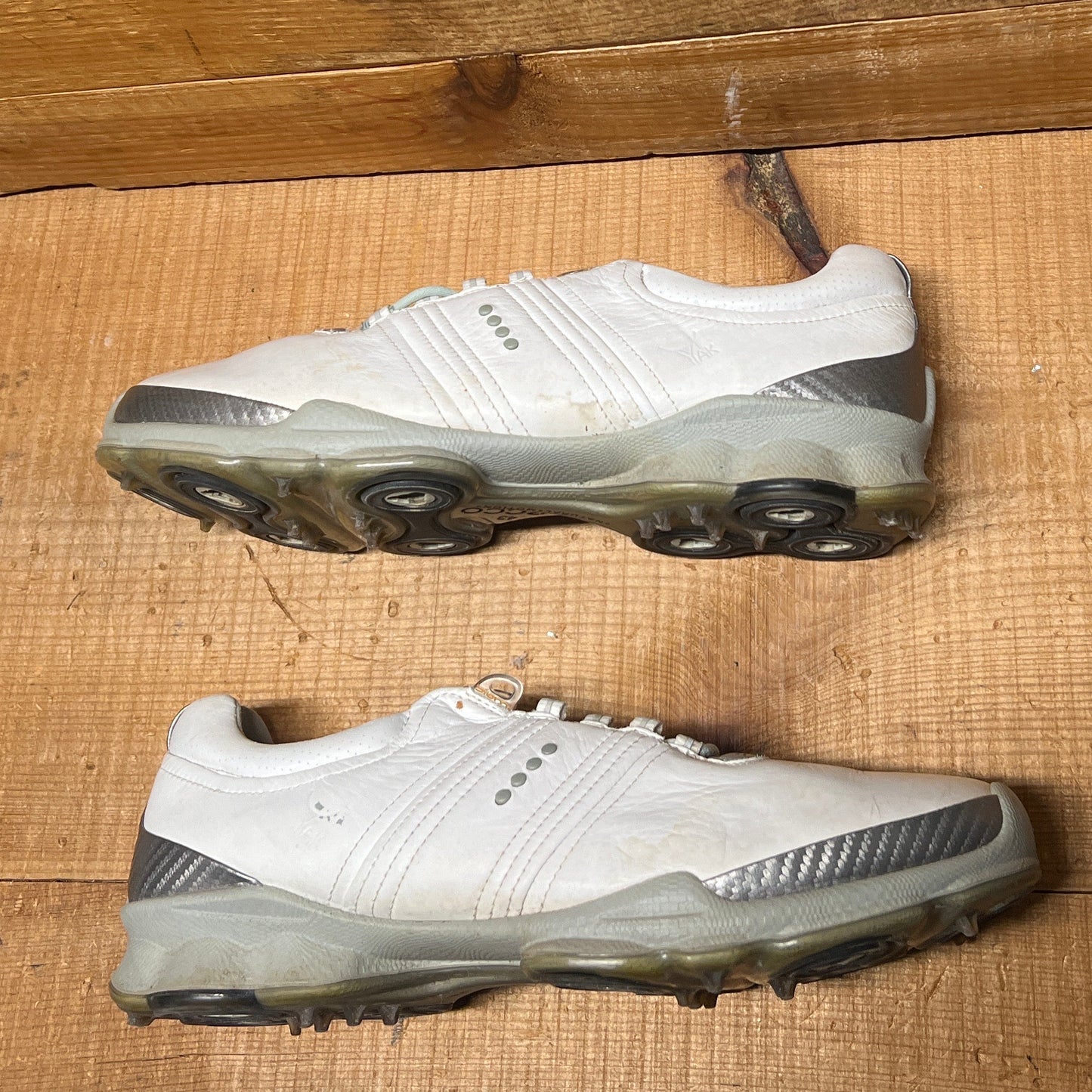 Men’s Ecco Biom Cleated Golf Shoe  43EU •White/Grey• Hydromax Yak Leather