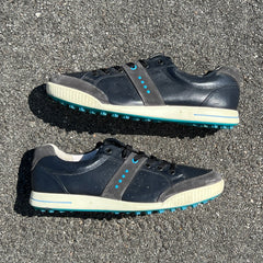 Men’s Ecco Street Cleat-less Golf Shoe 45EU • Black/Blue • Leather