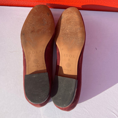 Woman’s Isola •Donna• Jeweled Smoking Shoe 10M Maroon Suede Leather