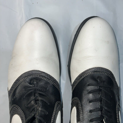 Men’s Ecco White/Black/Gray Leather Spiked Golf Shoe 44EU