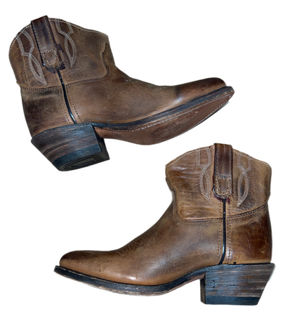HH Brown bench made western boot  38M, brown leather