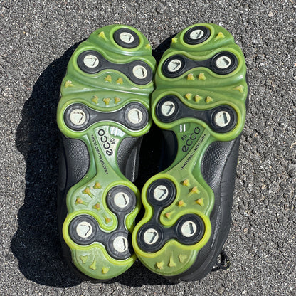 Men’s Ecco Biom Cleated Golf Shoe 45EU • Black/Citron • Hydromax Yak Leather