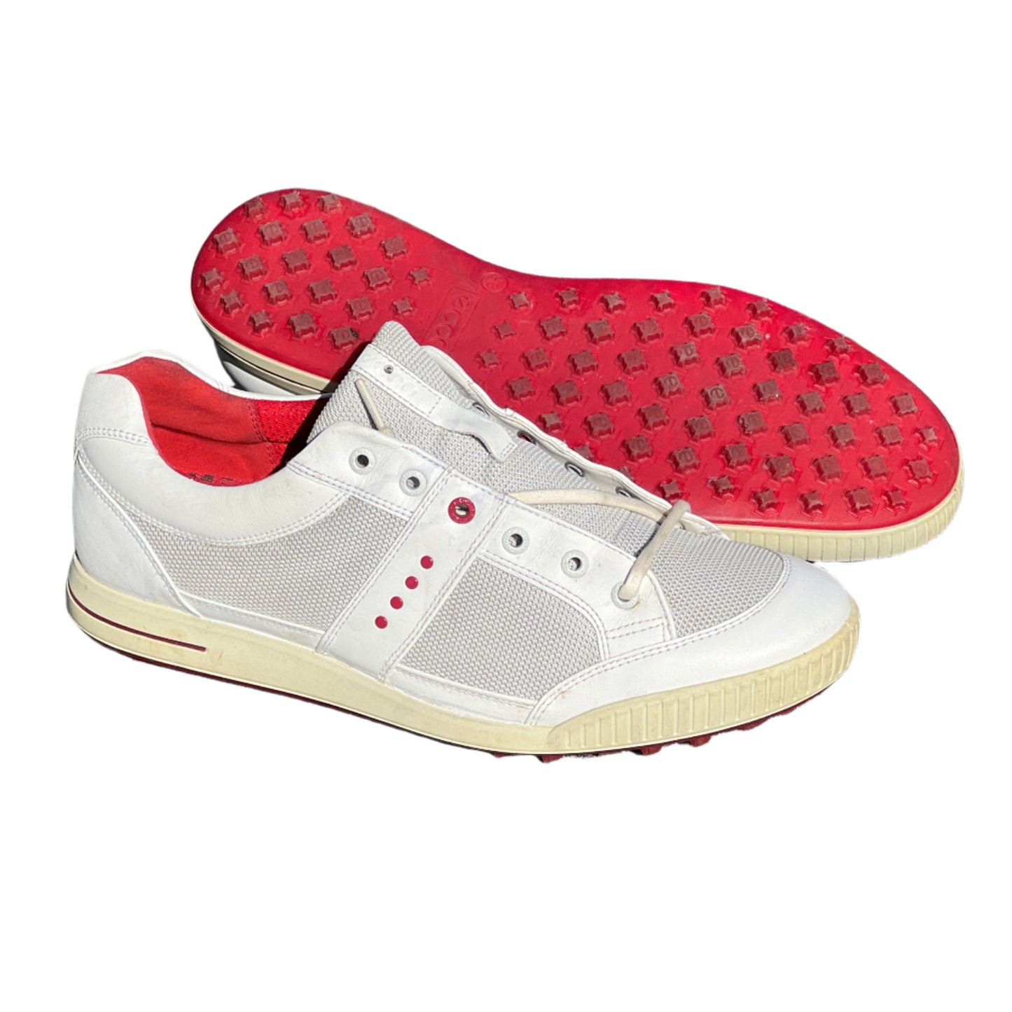Men’s Ecco Street Cleat-less Golf Shoe 46EU • White/Red • Leather