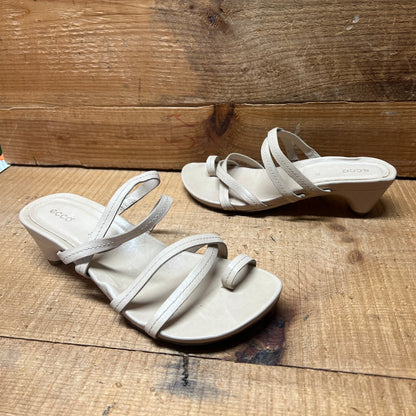 Women's Ecco low heeled toe-ring Stappy Slide 37  Beige Leather