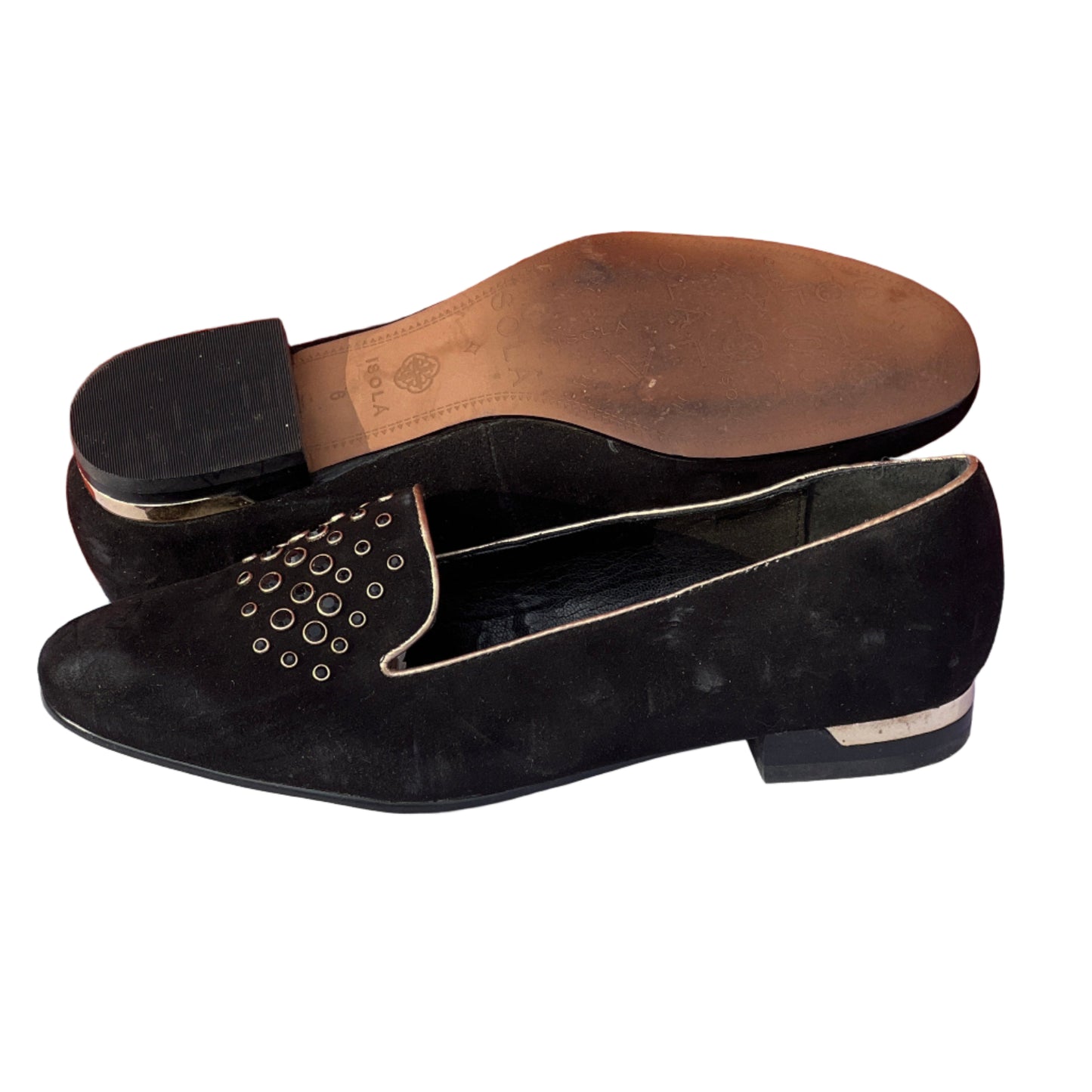 Woman’s Isola  •Donna• Jeweled Smoking Shoe 6M Black Suede Leather