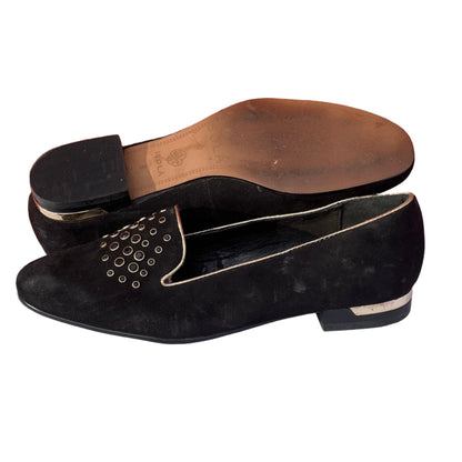 Woman’s Isola  •Donna• Jeweled Smoking Shoe 6M Black Suede Leather