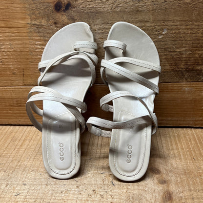 Women's Ecco low heeled toe-ring Stappy Slide 37  Beige Leather