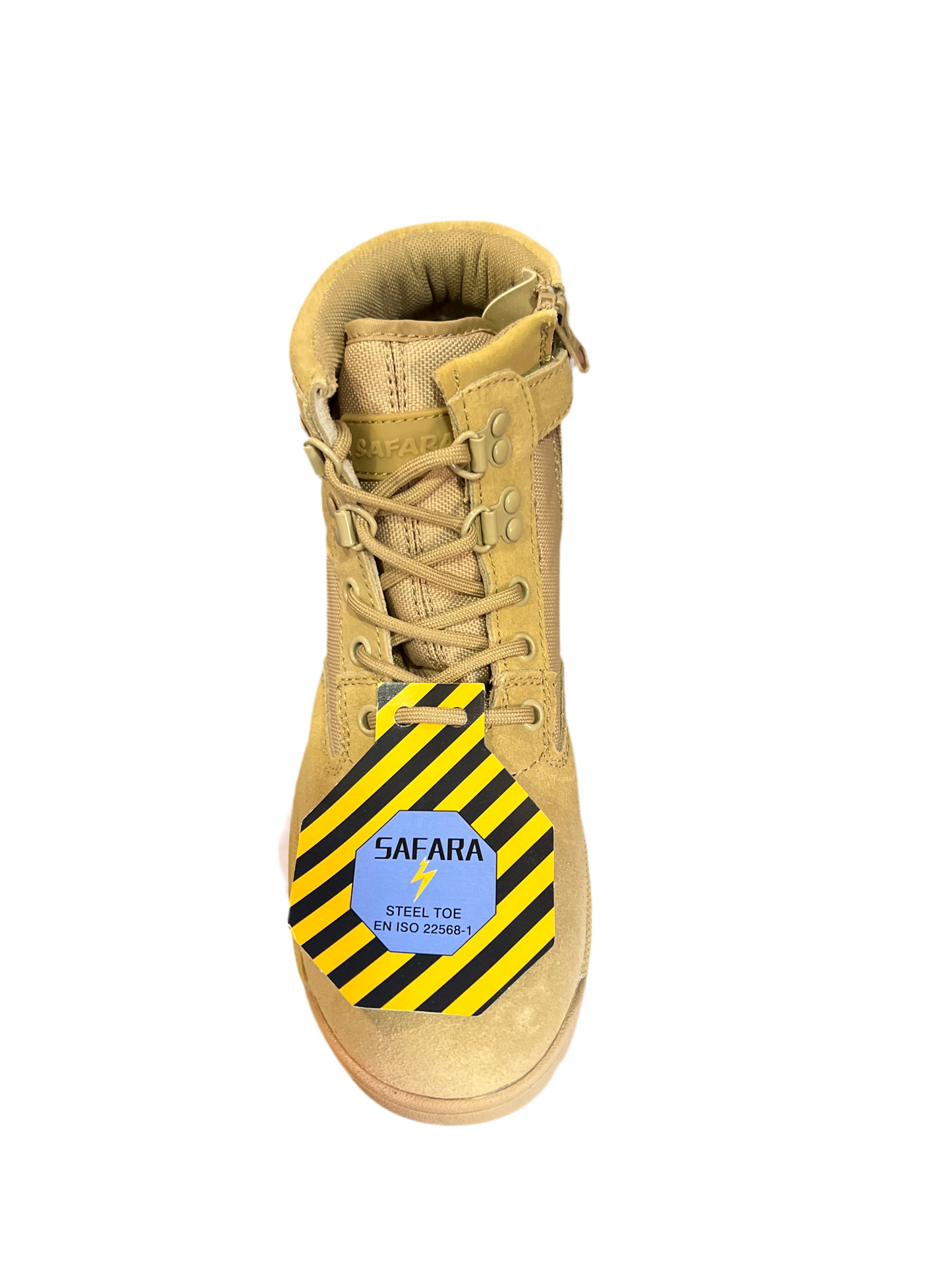 Safara NJ6611 Khaki Leather/Nylon 8” Side-zip Steel-toe Workboot