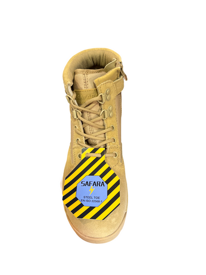 Safara NJ6611 Khaki Leather/Nylon 8” Side-zip Steel-toe Workboot