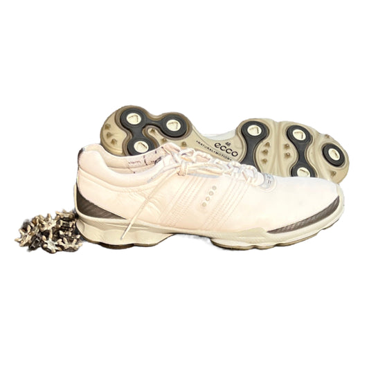 Men’s Ecco Biom Cleated Golf Shoe  46EU• White/Grey • Hydromax Yak Leather
