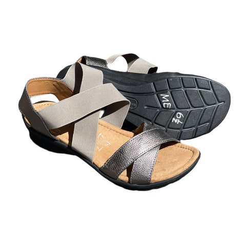 Comfortiva Women’s Keegan  X-Strap Slip -on Sandal  6.5M Anthracite Leather/Stretch