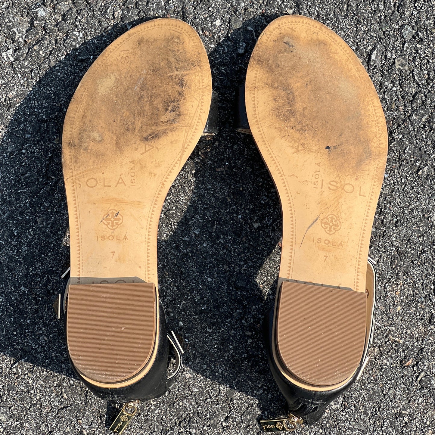 Isola Women's •Adette•  Studded Sandal 7M Black Leather