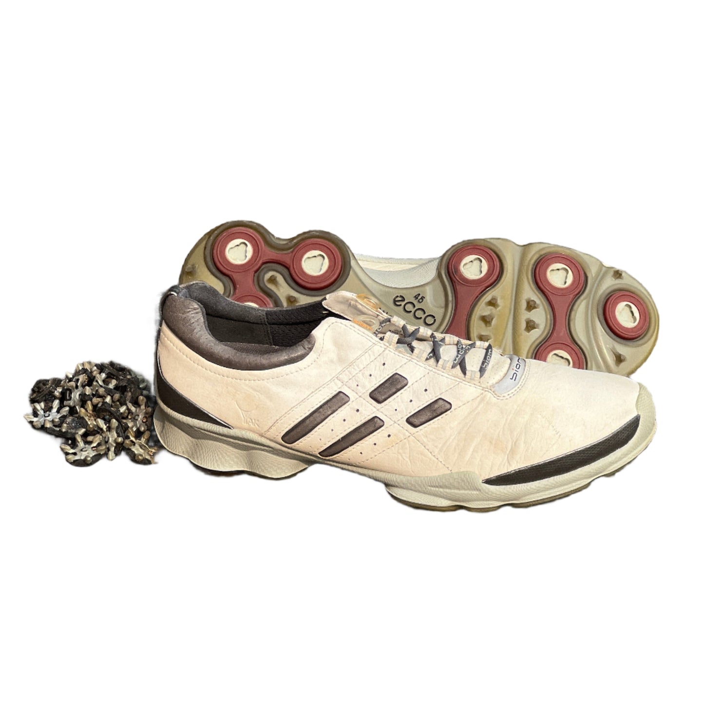 Men’s Ecco Biom Cleated Golf Shoe  45EU •White/Red• Hydromax Yak Leather