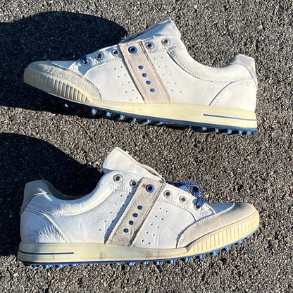 Men’s Ecco Street Premier Cleat-less Golf Shoe 42EU •White/Blue• Leather