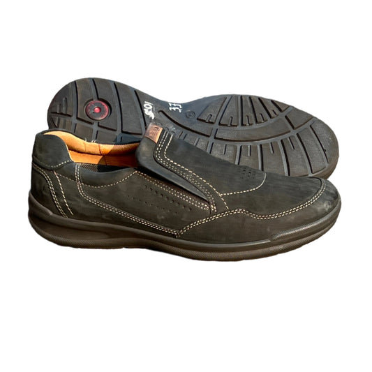 Men’s Ecco Twin Gored Slip-on  Comfort Casual 44EU •Black NuBuck Leather • Made in Portugal
