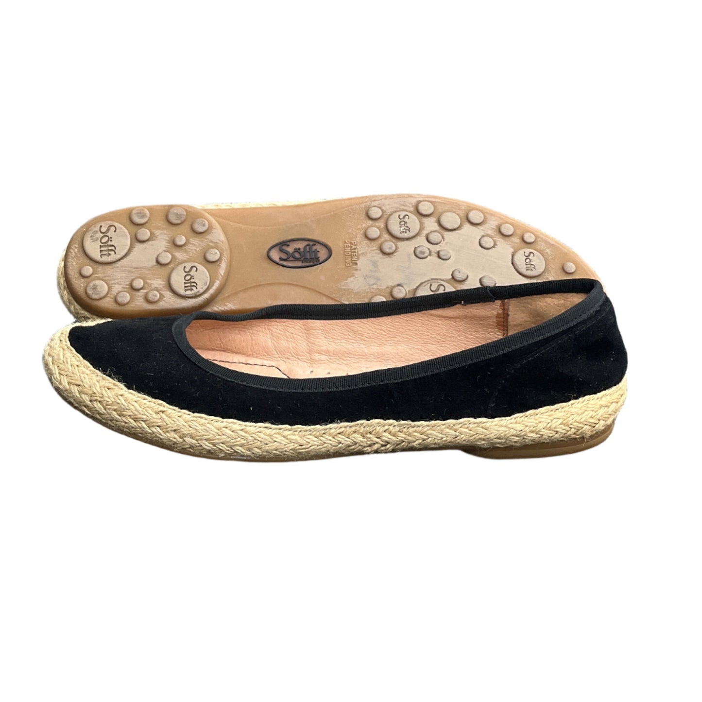 Woman’s  Sofft Jute Wrapped Almond-toe  Suede Slip-on  7.5M Black Leather