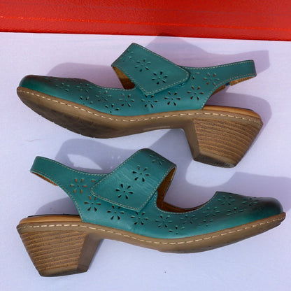Woman’s •Safia• Gored Slingback Mary-Jane 10M Teal Leather