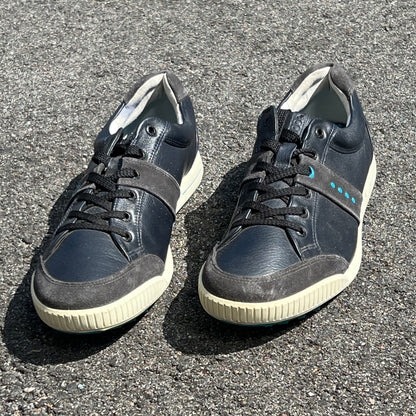 Men’s Ecco Street Cleat-less Golf Shoe 45EU • Black/Blue • Leather