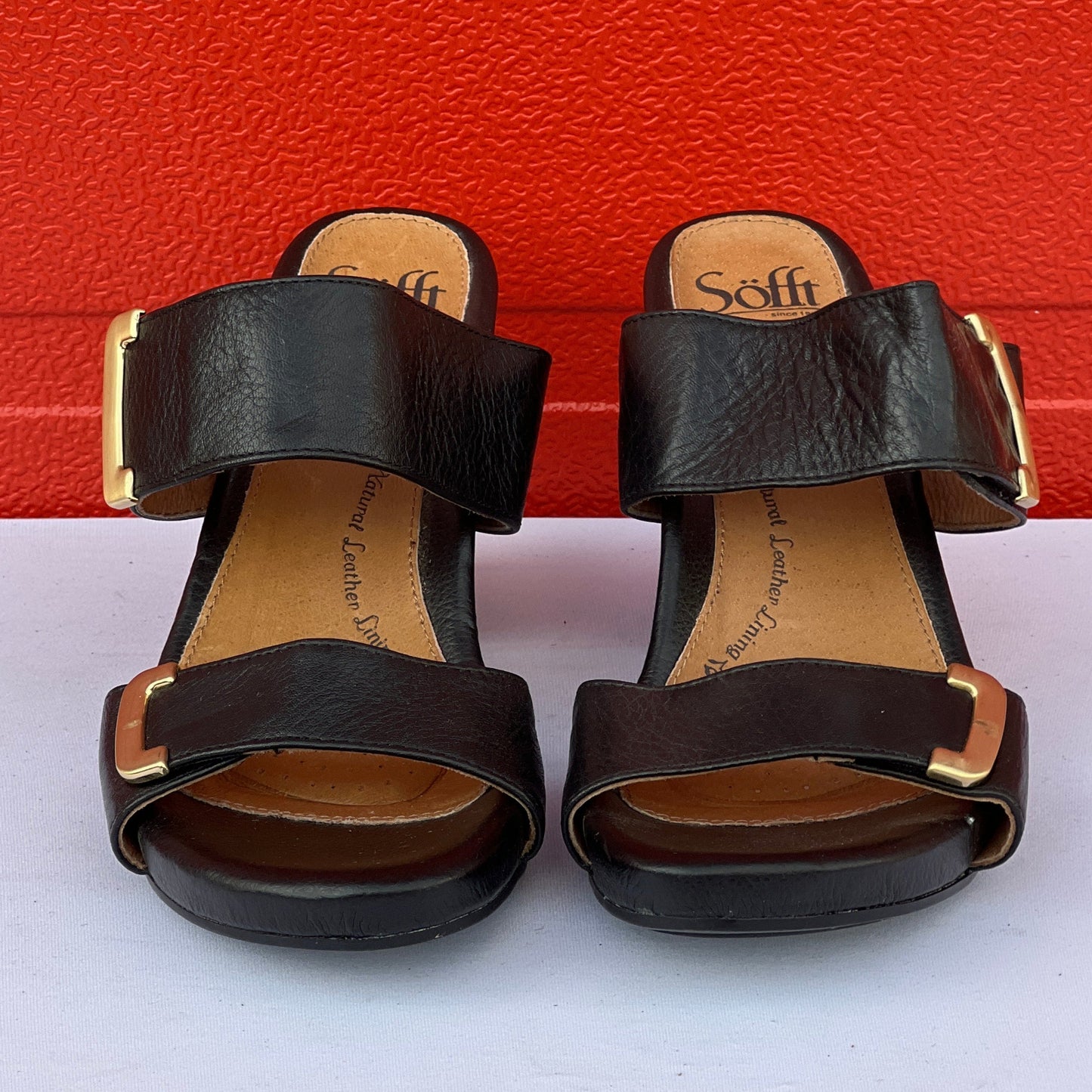 Woman’s Sofft •Damia• Stacked Heel Slide, 9M Blqck  leather