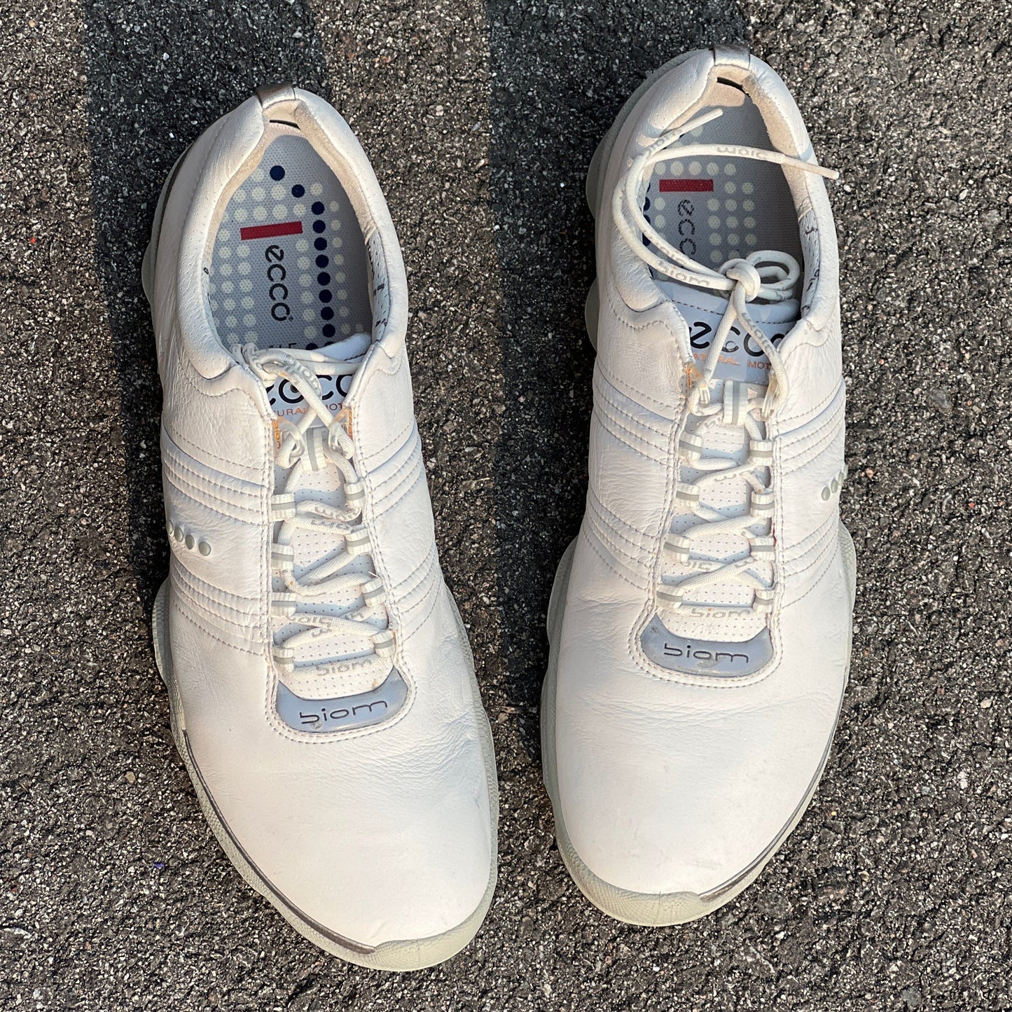 Men’s Ecco Biom Cleated Golf Shoe  46EU• White/Grey • Hydromax Yak Leather