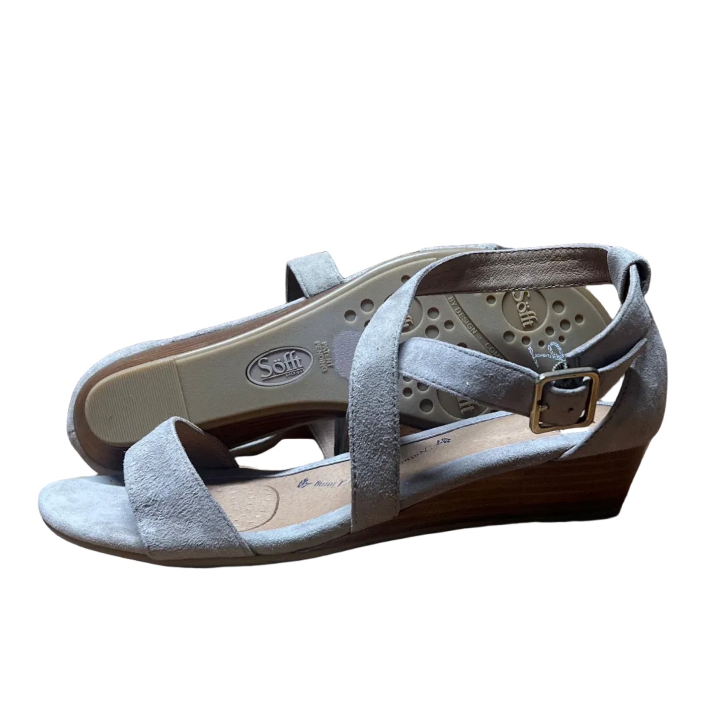 Woman’s Sofft Innis Wedge Sanda 9M Baywater Suede Leather