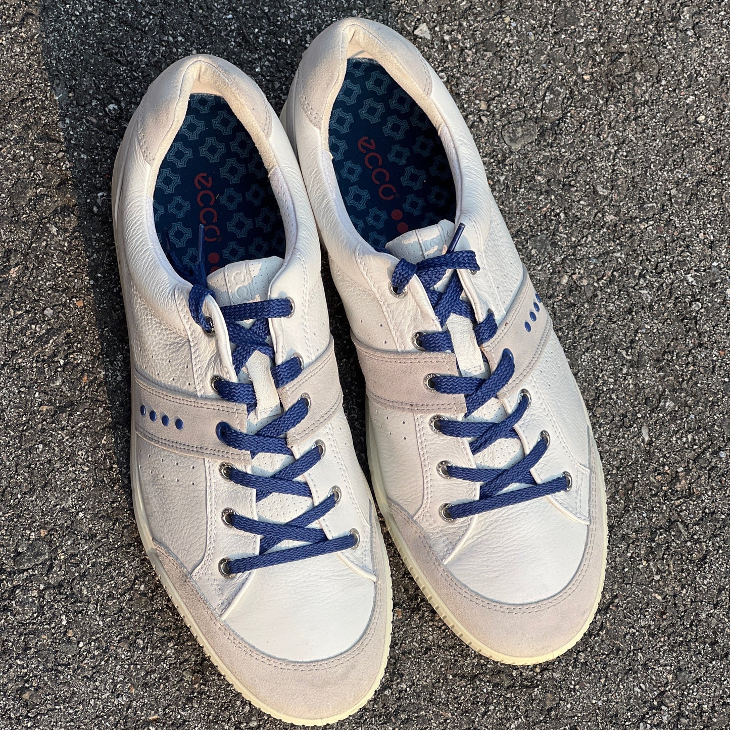 Men’s Ecco Street Premier Cleat-less Golf Shoe 46EU •White/Blue• Leather