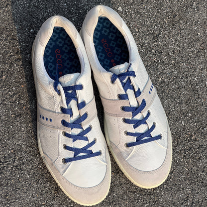 Men’s Ecco Street Premier Cleat-less Golf Shoe 46EU •White/Blue• Leather