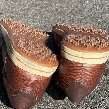 Men’s Ecco Street Premier Cleat-less Golf Shoe 46EU • Brown Reptile Embossed Hydromax  Leather