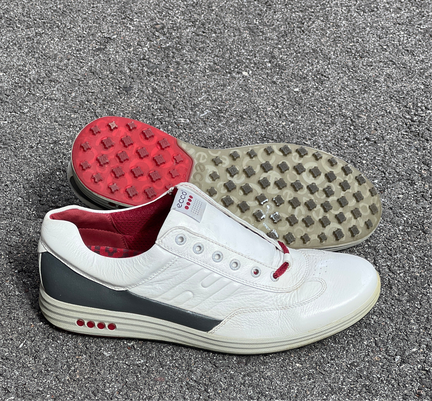 Men’s Ecco  Premier Cleat-less Golf Shoe 46EU •White/ Grey• Hydromax  Leather