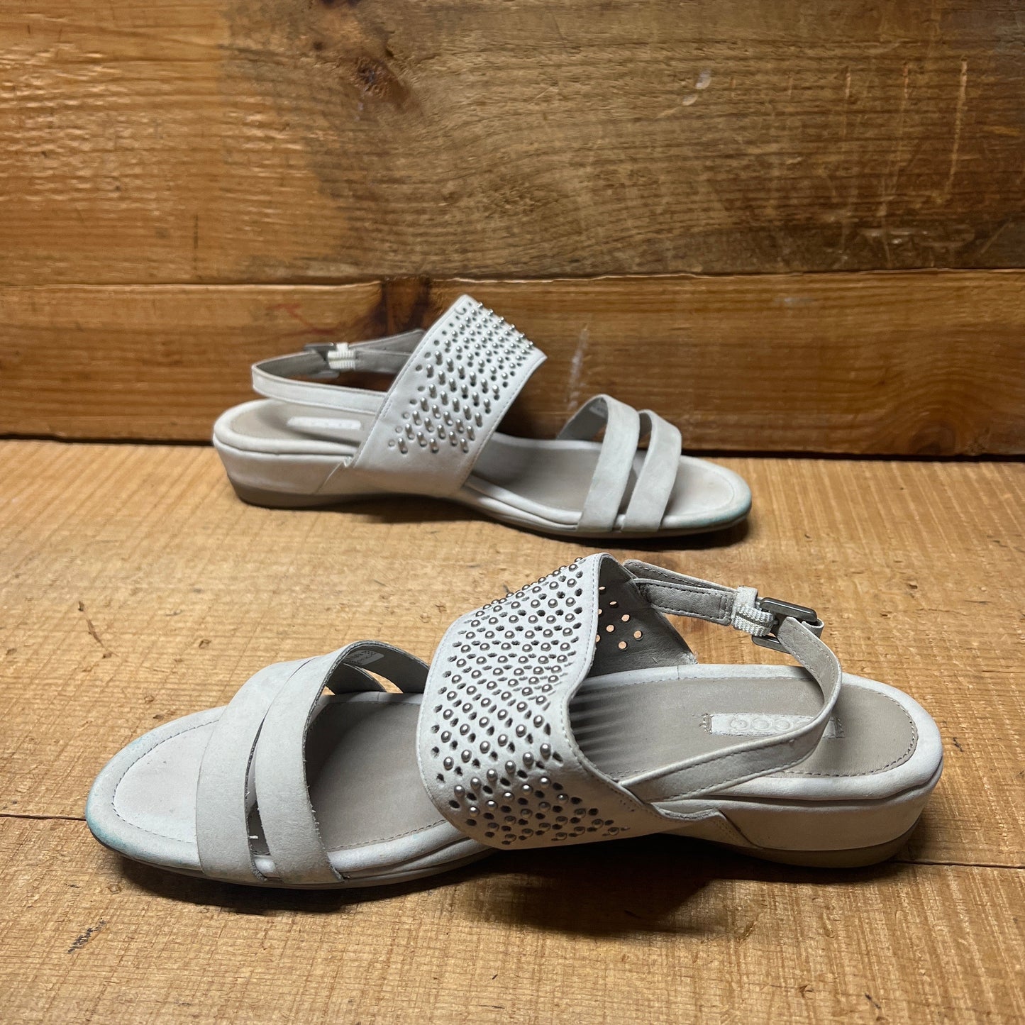 Women's Ecco  Low wedge Sling-back Sandal 38 Taupe Grey Nubuck Leather