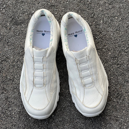Women's  NURSE MATES  •Sami•  Slip-on Athletic 9.5M  White Leather