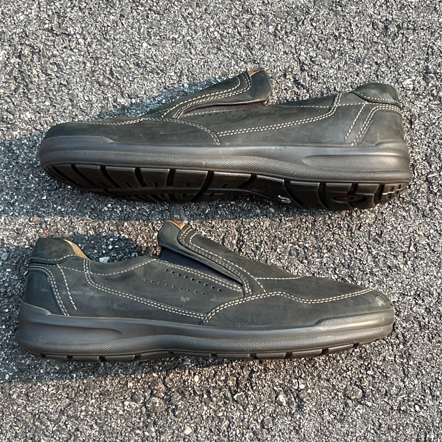 Men’s Ecco Twin Gored Slip-on  Comfort Casual 44EU •Black NuBuck Leather • Made in Portugal