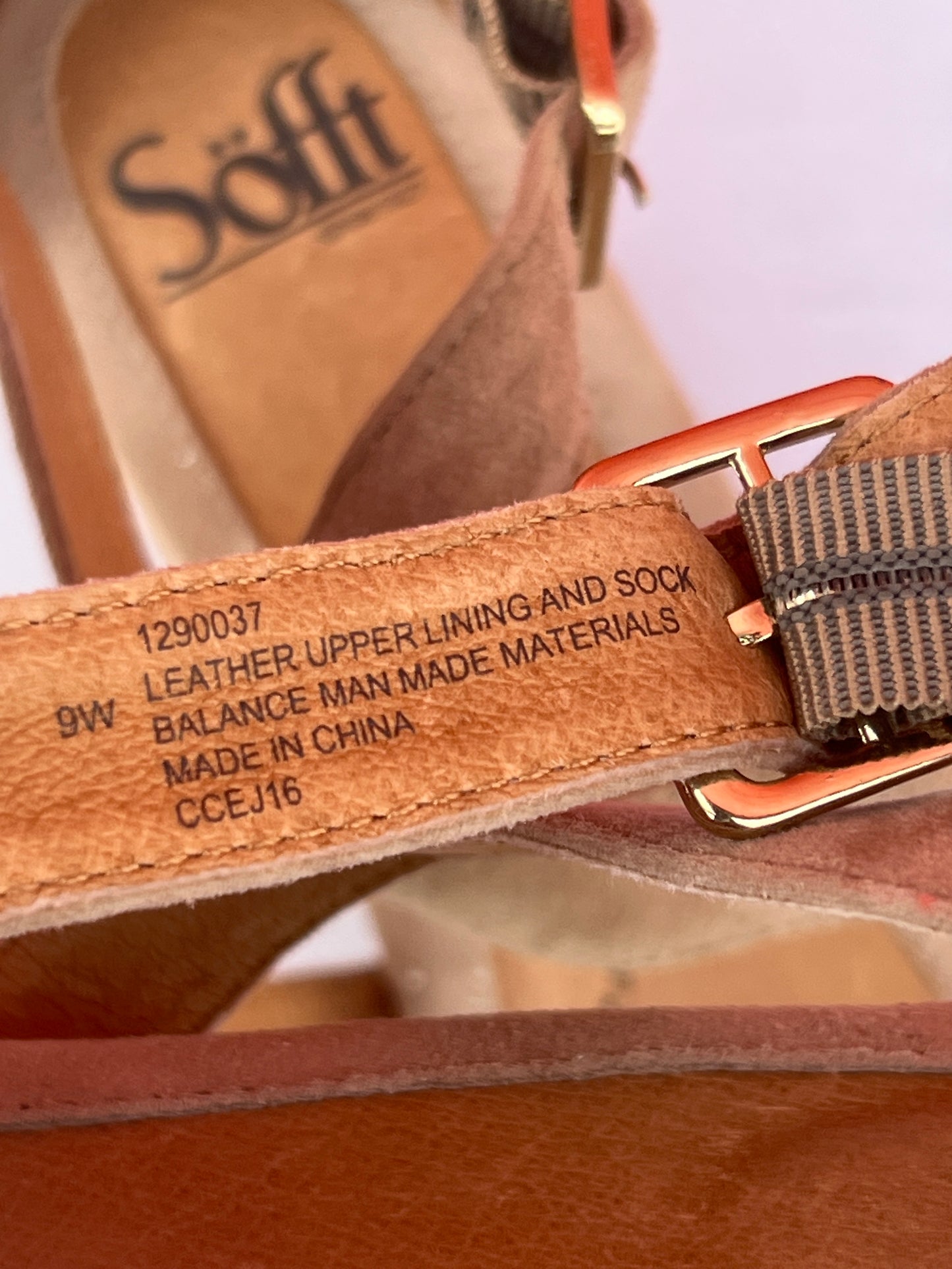 Woman’s Sofft Innis Wedge Sanda 9W Baywater Suede Leather