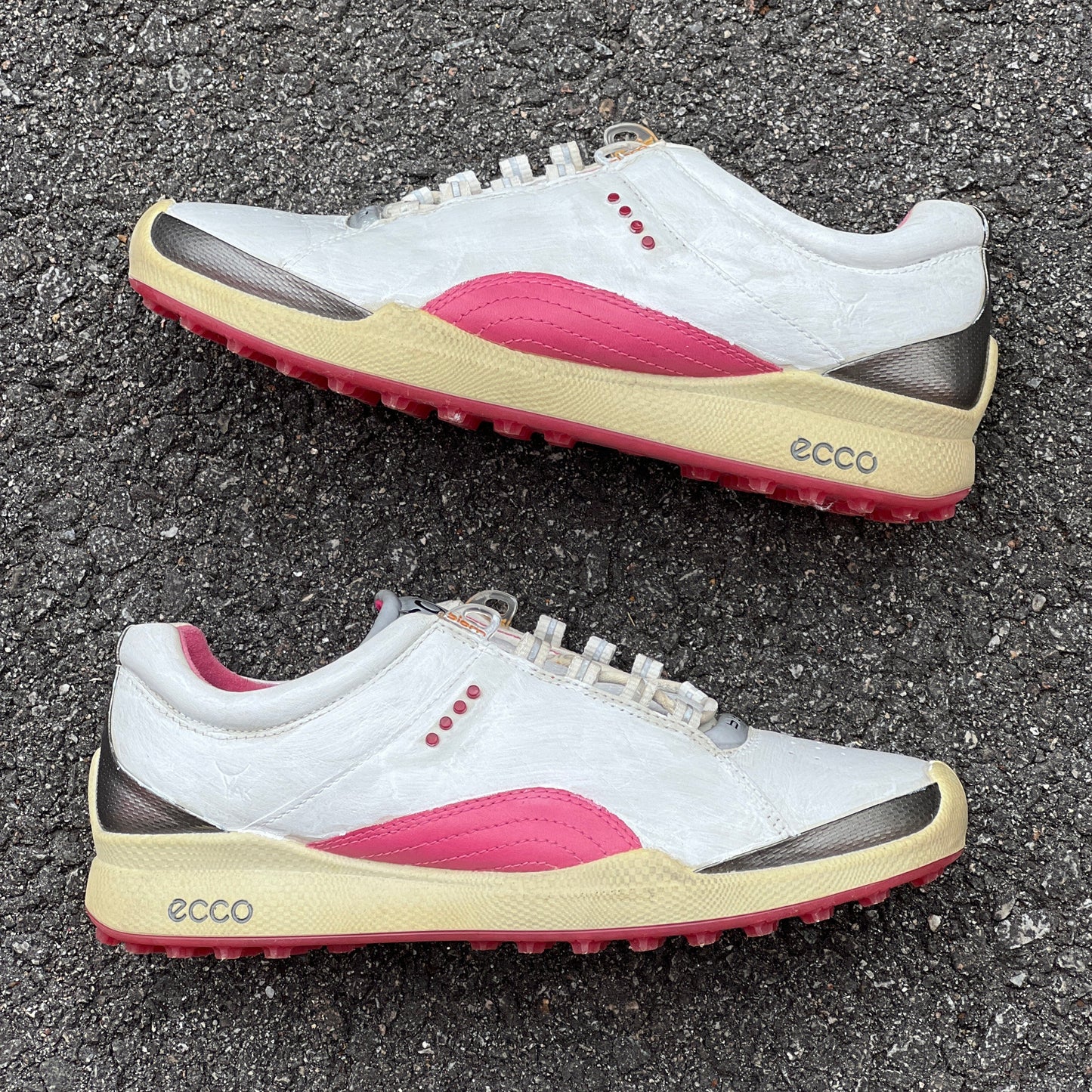 Women’s Ecco  Biom Spikeless Golf Shoes 36EU -White/Pink- Hydromax Yak Leather