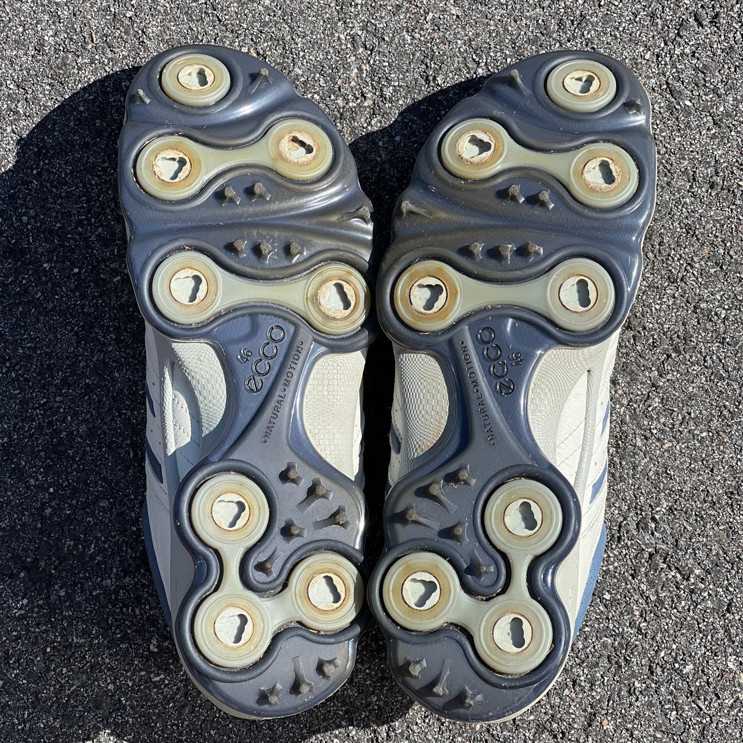 Men’s Ecco Biom Cleated Golf Shoe  46EU •White/Blue• Hydromax Yak Leather