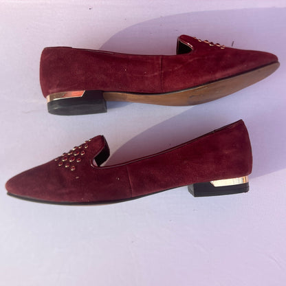 Woman’s Isola  •Donna• Jeweled Smoking Shoe 7.5M Maroon Suede Leather
