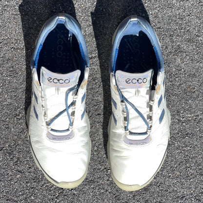 Men’s Ecco Biom Cleated Golf Shoe  46EU •White/Blue• Hydromax Yak Leather