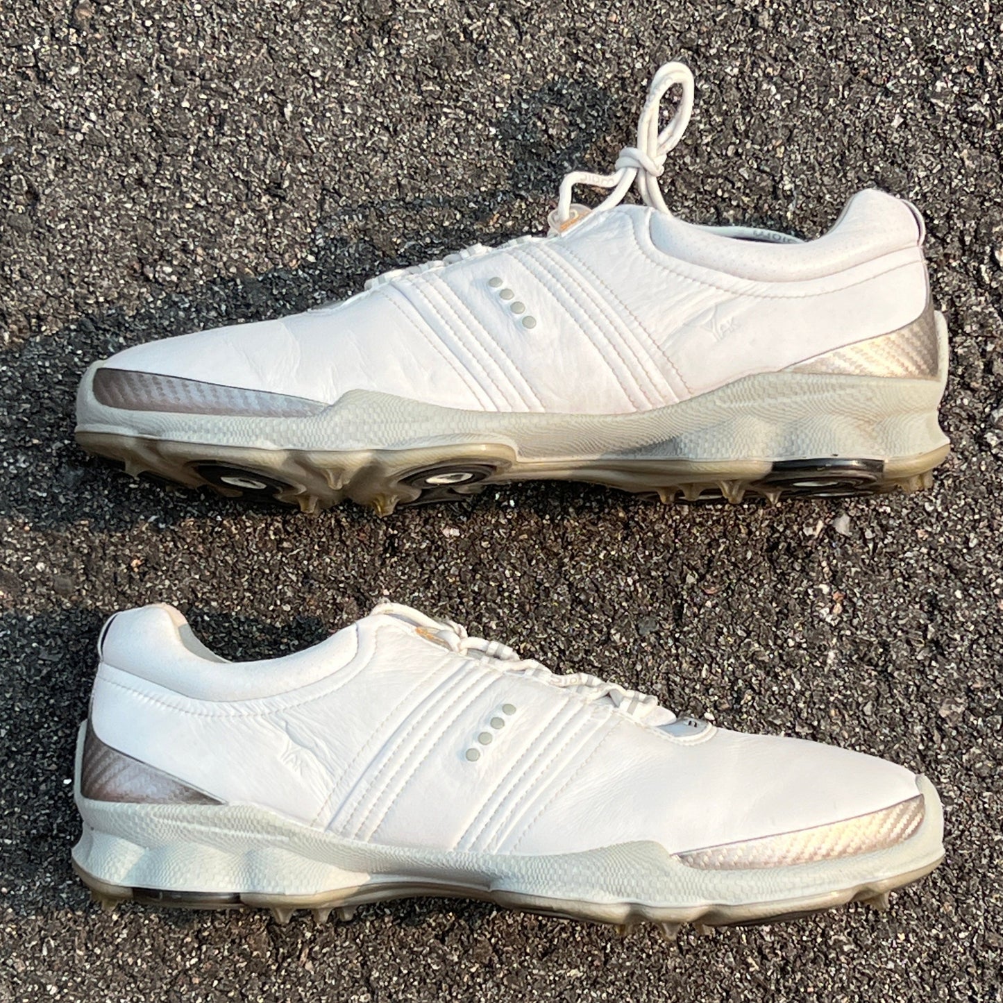 Men’s Ecco Biom Cleated Golf Shoe  46EU• White/Grey • Hydromax Yak Leather