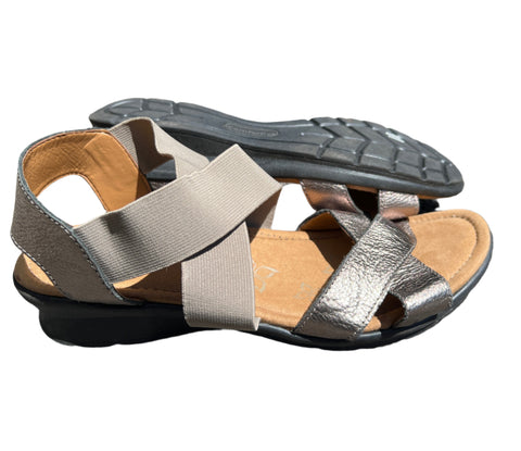 Comfortiva Women’s Keegan  X-Strap Slip-on Sandal  11M Anthracite Leather/Stretch