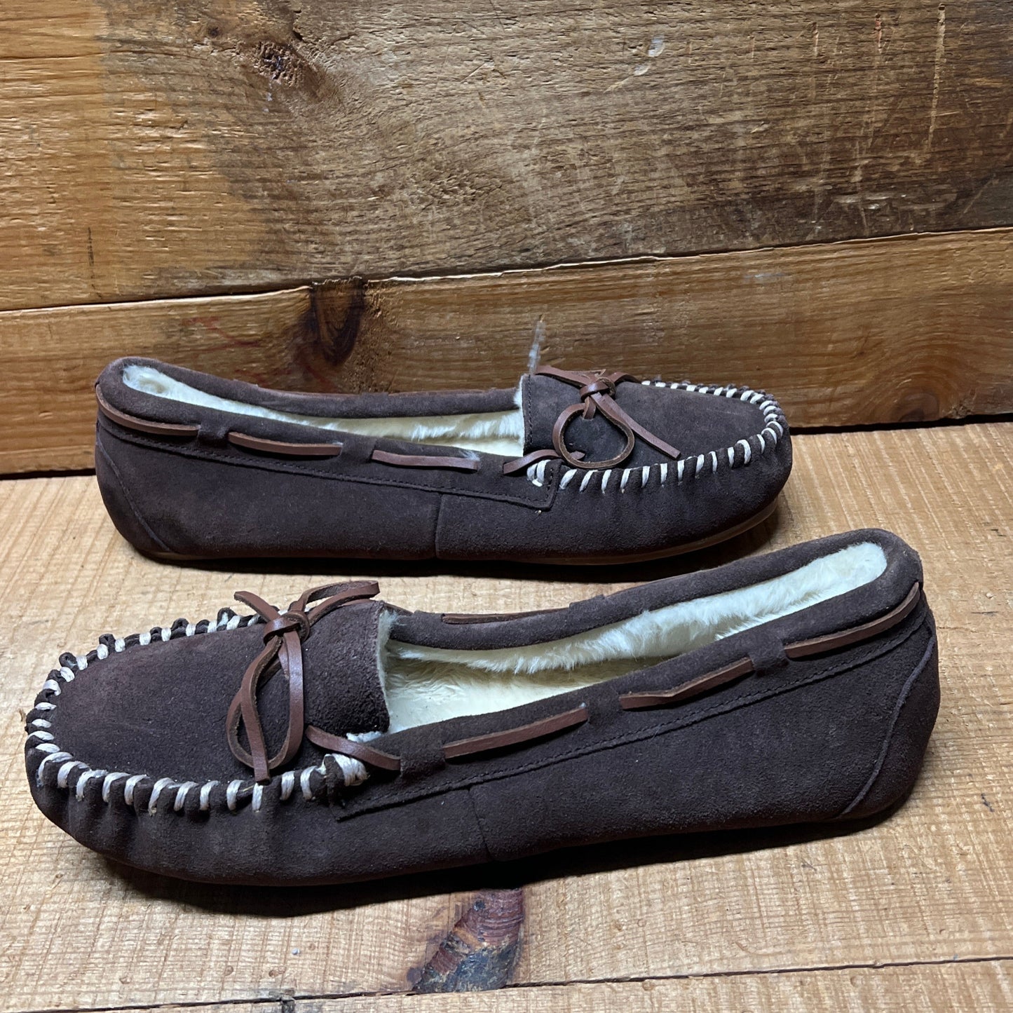 Women's Tamarac by Slippers International •Molly• Red Suede Leather Fleece-lined Moccasin 11