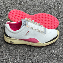 Women’s Ecco  Biom Spikeless Golf Shoes 36EU -White/Pink- Hydromax Yak Leather