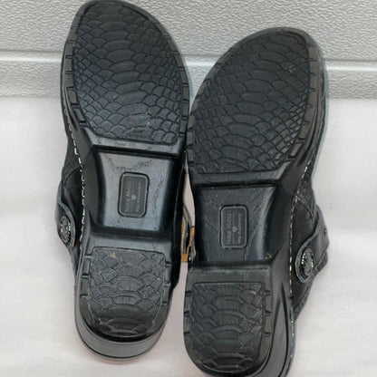 Women’s Nurse Mates Casey Pillow-top Open-back Clog 9M Black Printed Silver Scaled Leather