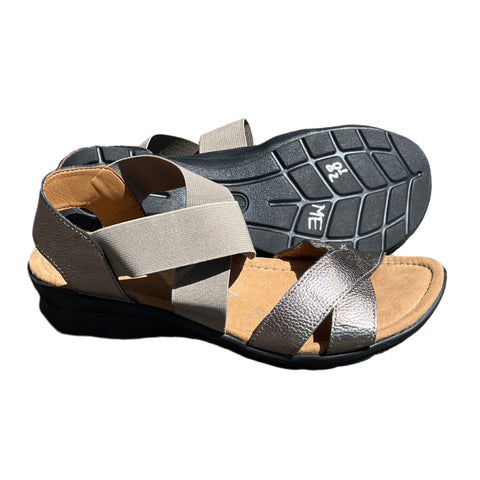 Comfortiva Women’s Keegan  X-Strap Slip -on Sandal  8.5M Anthracite Leather/Stretch