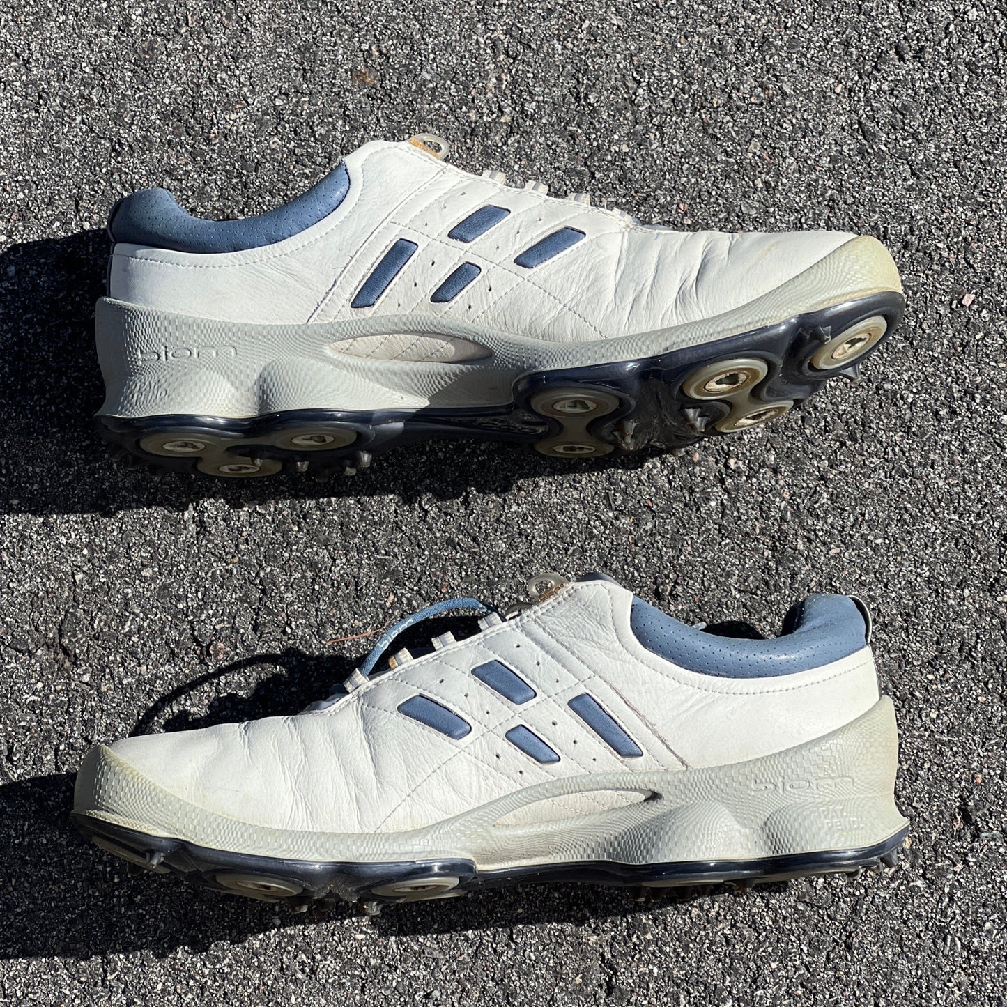 Men’s Ecco Biom Cleated Golf Shoe  46EU •White/Blue• Hydromax Yak Leather