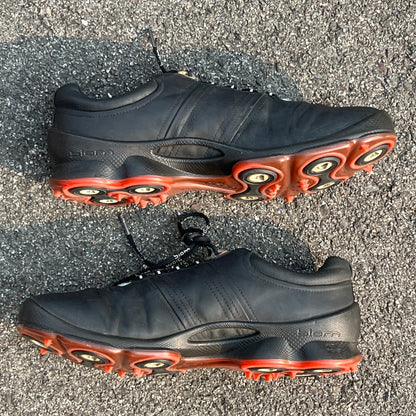 Men’s Ecco Biom Cleated Golf Shoe  44EU• Black/Red • Hydromax Yak Leather