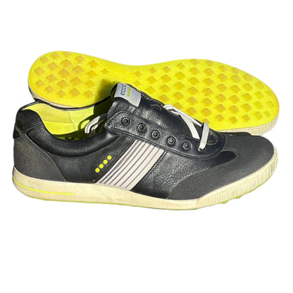Men’s Ecco Street Premier Cleat-less Golf Shoe 46EU • Black/White/Citron • Leather