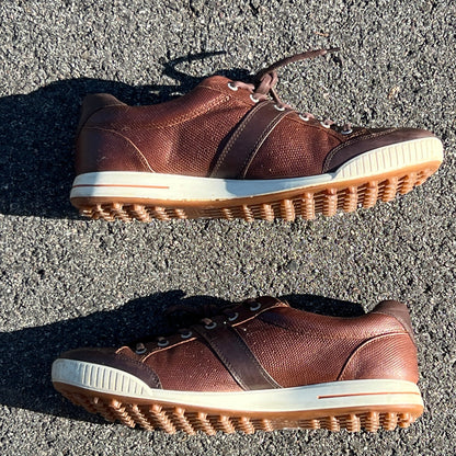 Men’s Ecco Street Premier Cleat-less Golf Shoe 46EU • Brown Reptile Embossed Hydromax  Leather