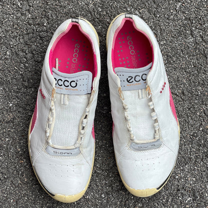 Women’s Ecco  Biom Spikeless Golf Shoes 36EU -White/Pink- Hydromax Yak Leather