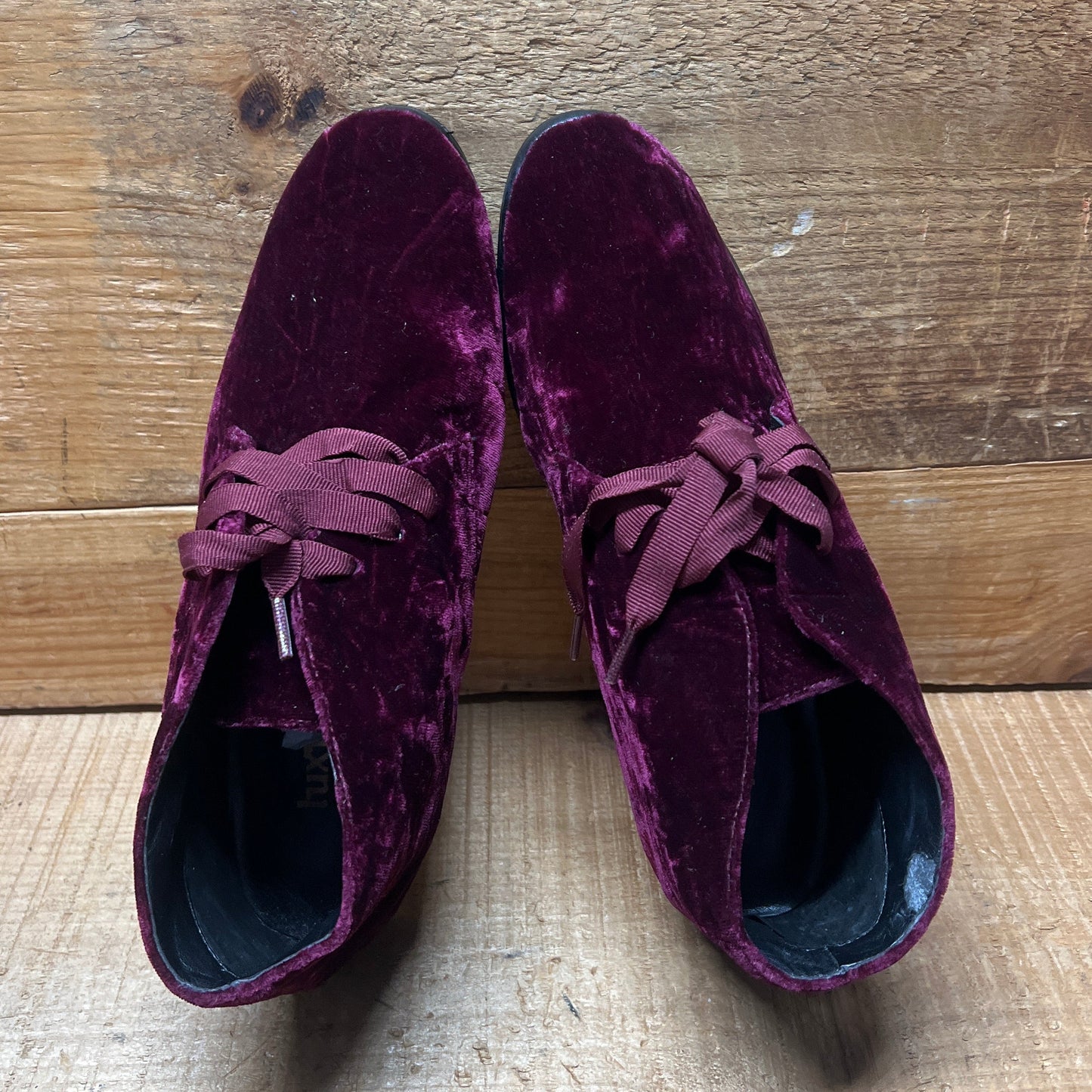 LUXURY REBEL Women's Three Eyelet Velvet Bootie 37 EU/US6.5-7 Dark Berry